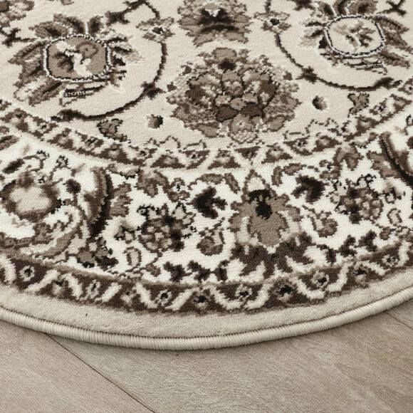 Tapis rond motifs perse (beige)