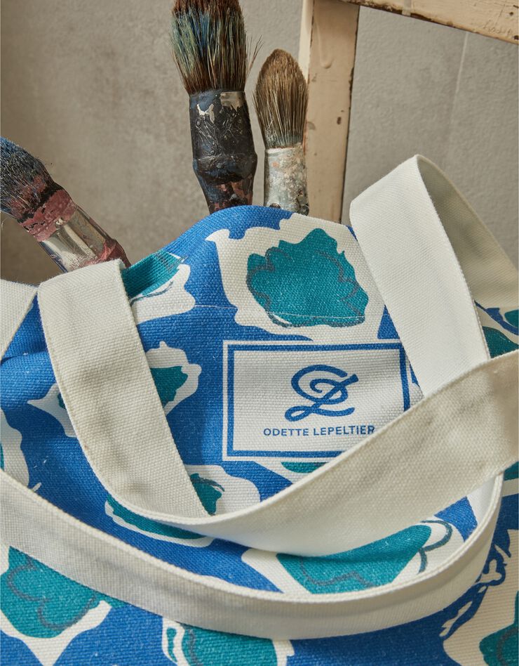 Sac cabas, collection "Odette Lepeltier" (bleu / vert)