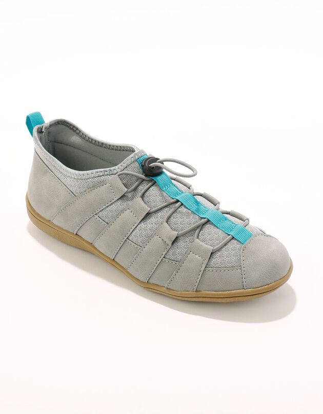 Sneakers détente en mesh à lacets élastiques (gris)