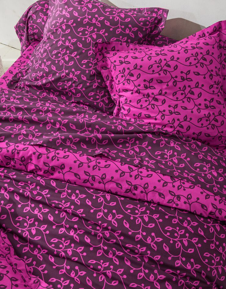 Linge de lit Héritage en coton à motifs volutes (fuchsia / prune)