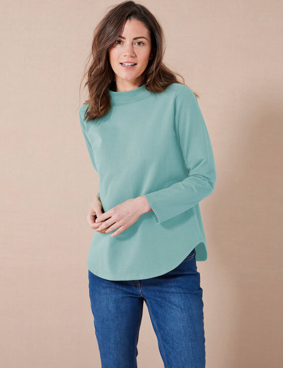 T-shirt molleton anti-froid, col montant   (bleu céladon)