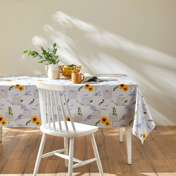 Nappe toile cirée imprimé lavande (gris / bleu)