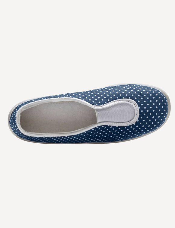 Huisballerina's met elastiek en stippenprint (blauw)