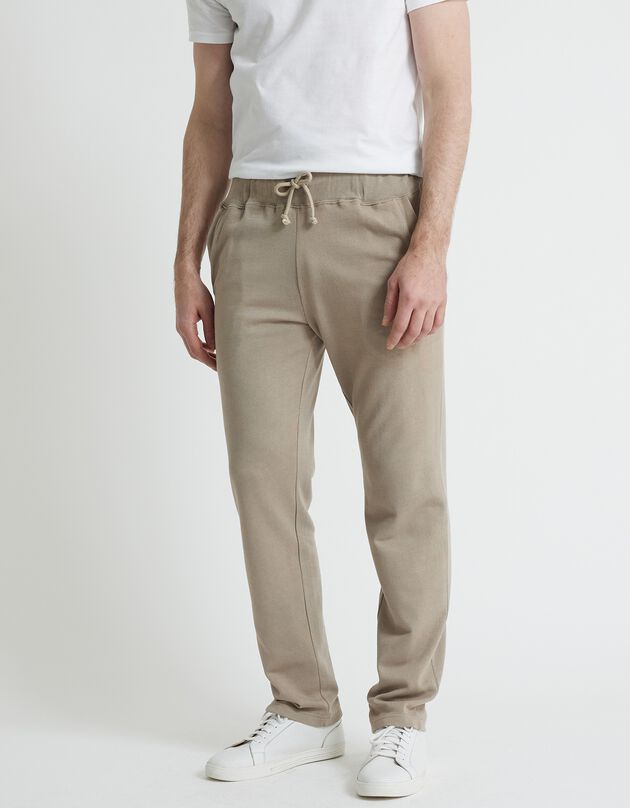 Pantalon jogging molleton bas droits (beige)