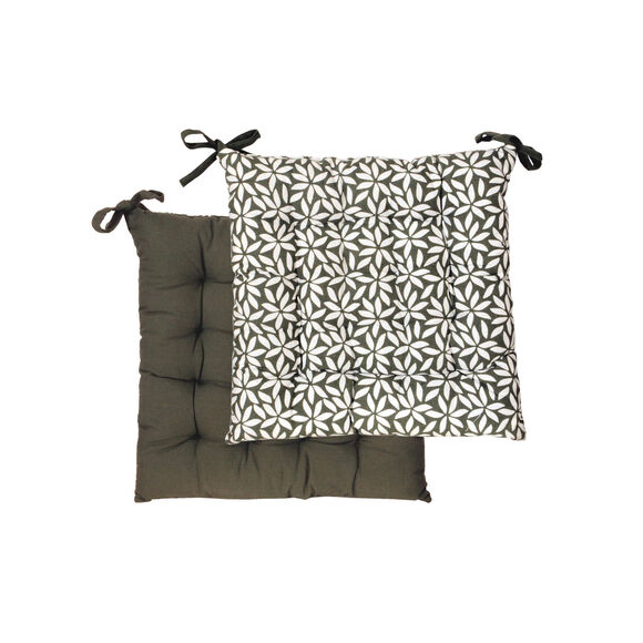Galette de chaise réversible - lot de 2 (kaki)
