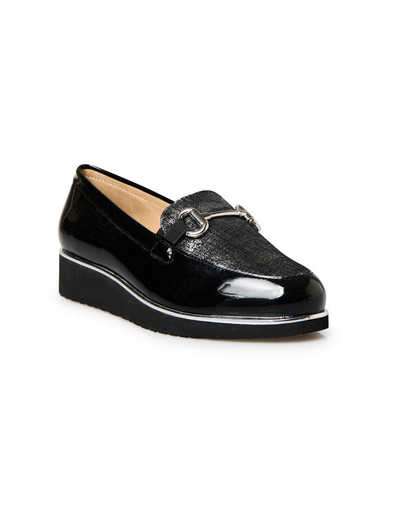 Slip-ons met sleehak, franjes en kwastjes - luipaard/bruin (zwart)