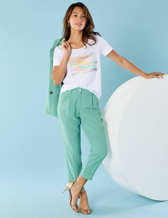 T-shirt Spécial Petites, manches courtes imprimé placé (blanc)