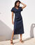 Lange jurk in jeans, korte mouwen (dark blue)