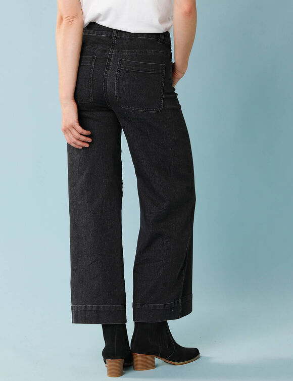 Jean taille haute Sp&eacute;cial Petites entrej. 65 cm, coupe large 7/8&egrave;me (noir)