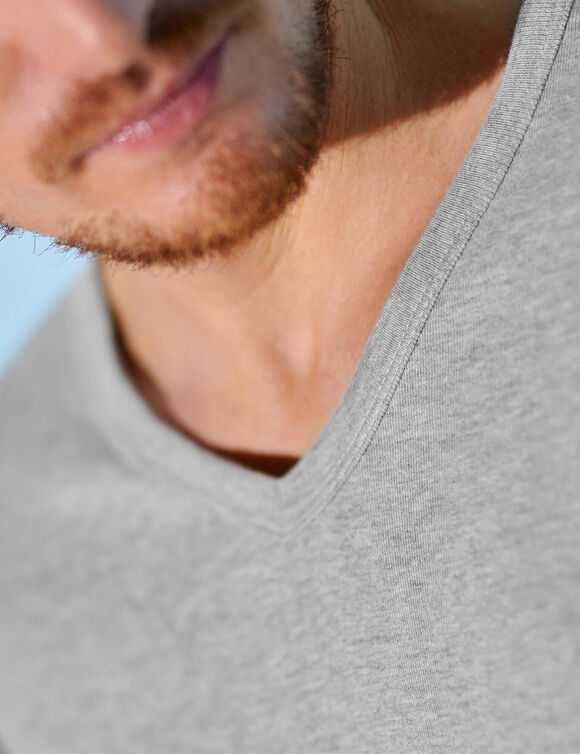 T-shirt sous-vêtement homme col V - lot de 3 (gris chiné)