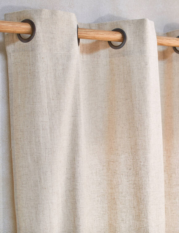 Rideau coton lin base fleurie (vert / orange)