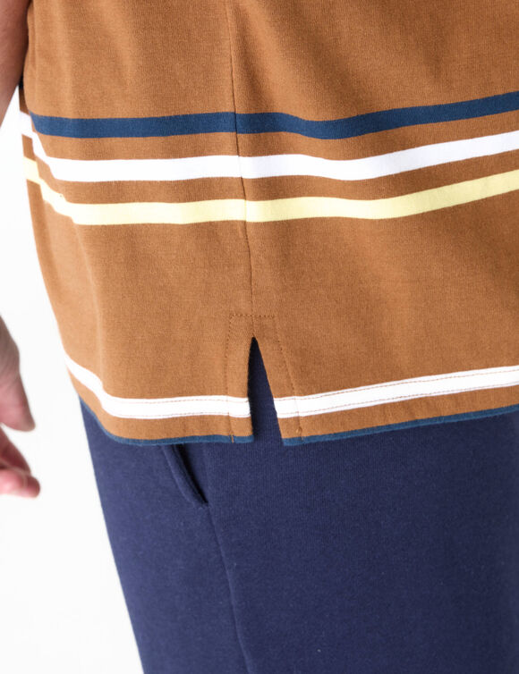 Polo ray&eacute; manches courtes (cuivre)