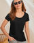 T-shirt col rond manches courtes uni coton (noir)