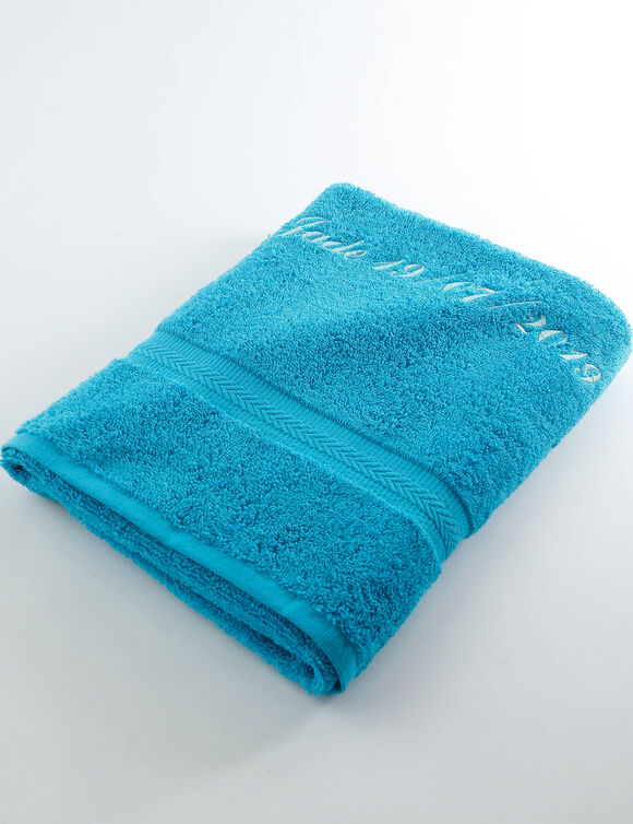 Effen handdoek, zacht comfort, personaliseerbaar (turkoois)