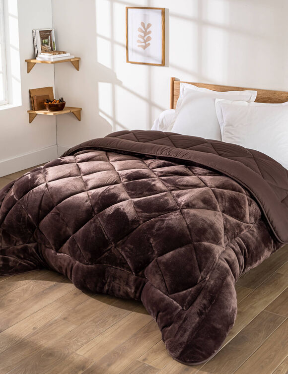 Dubbelzijdig synthetisch dekbed, 350 g/m&sup2; (chocolade)