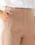 Steungevende broek, recht model met hoge taille (zandkleur)