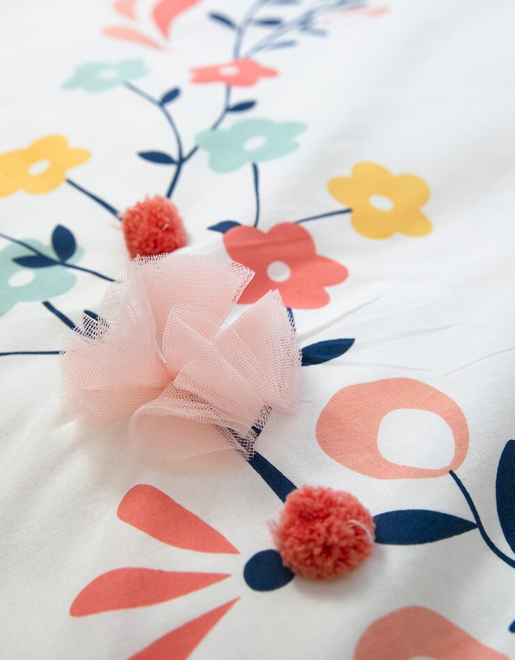 Bedlinnenset Hello met bloemen in tule - katoen (roze / wit)