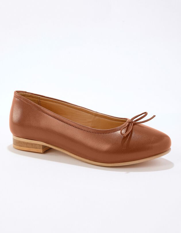 Ballerines plates confort en cuir - caramel (caramel)