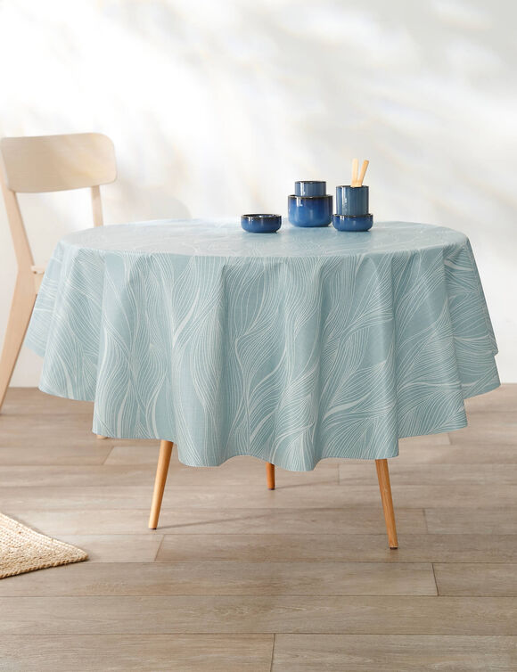 Nappe toile cirée imprimée vagues  (bleu)