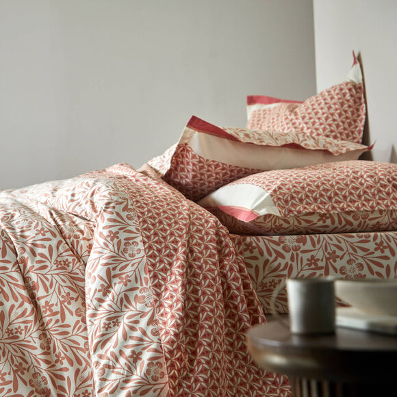 Linge de lit Clarisse en coton imprimé (bois de rose)