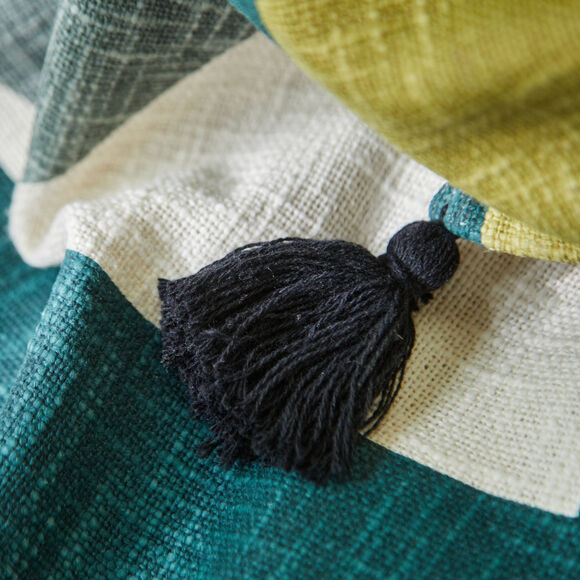 Plaid imprim&eacute; g&eacute;om&eacute;trique (noir / terracotta)