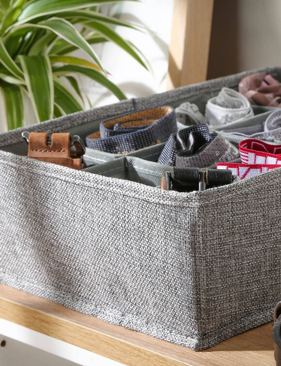 Organiseur tiroir tissu gris, 12 compartiments (gris)