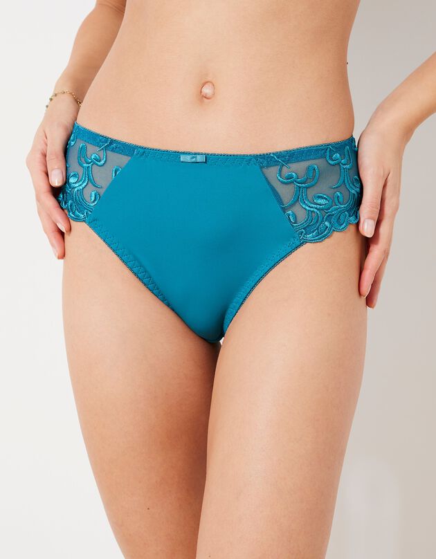 Broekje in microvezel en geborduurde tule Sienne - set van 2 (smaragd + wit)