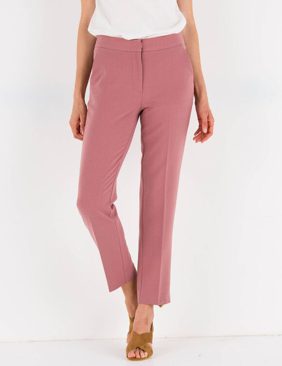 Pantalon 7/8ème coupe cigarette, uni (bois de rose)