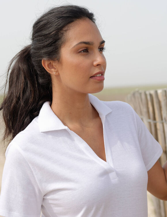 Polo met korte mouwen in jerseytricot (wit)