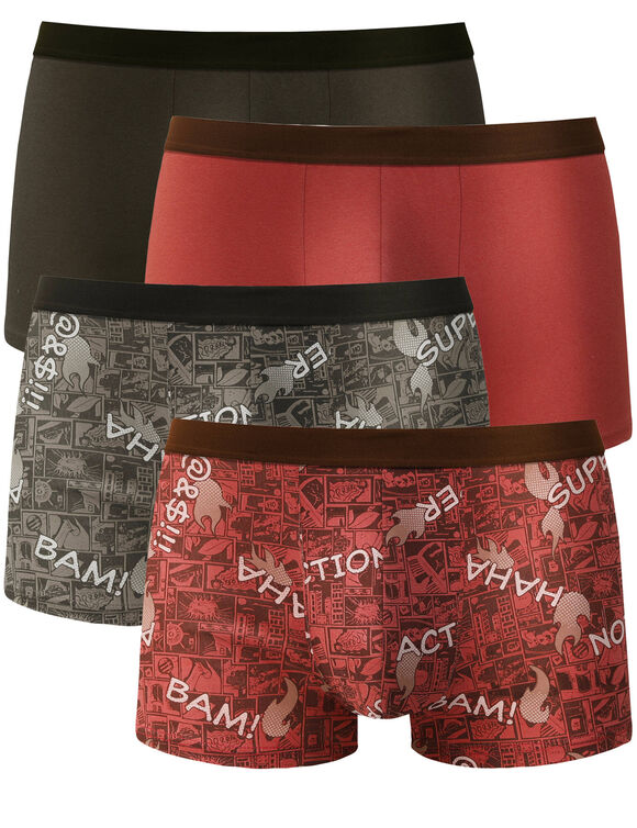 Gesloten, elastische fantasieslip - set van 4 (rood)