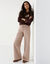 Pantalon large taille haute semi-&eacute;lastiqu&eacute;e &agrave; nouette, coton (beige fonc&eacute;)