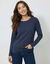 Effen T-shirt met ronde hals en lange mouwen (marine)