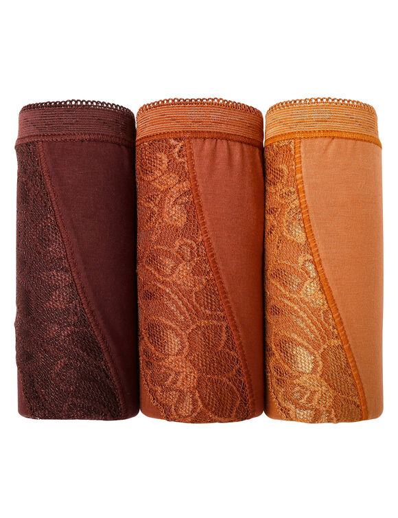 Supermaxislip met kant - set van 3 (chocolade)