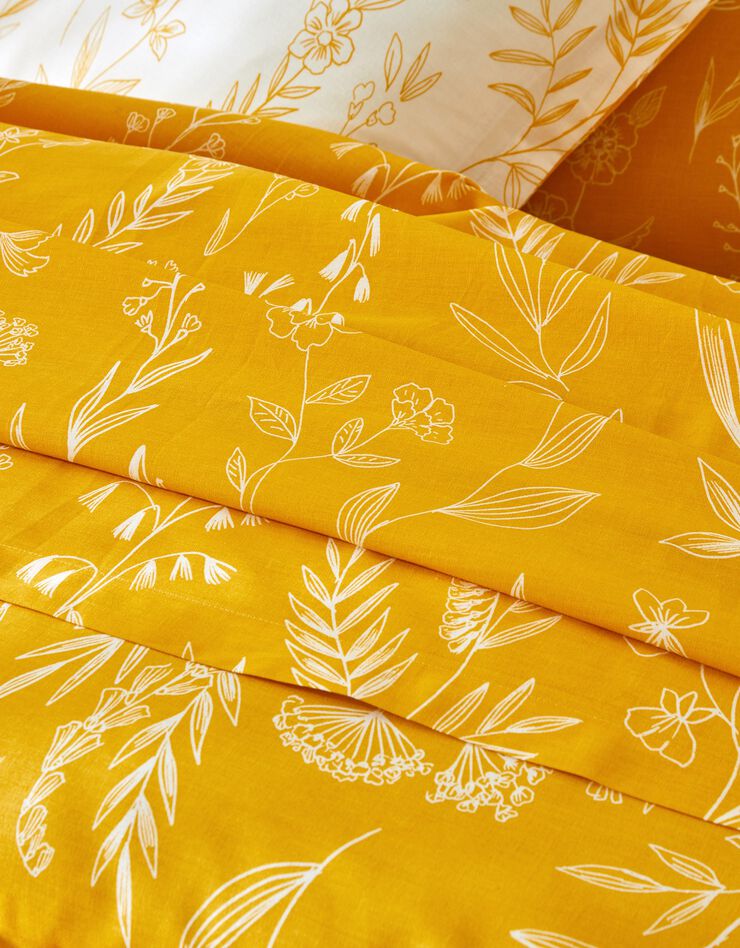 Linge de lit Alessia en coton imprimé fleuri (jaune)
