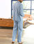 Pyjama met strepen van flanellen katoen (hemelsblauw)