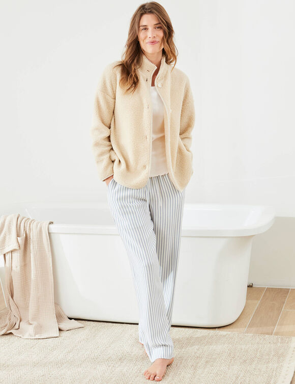 Homewear jasje in lusjesstof (grijsbeige)