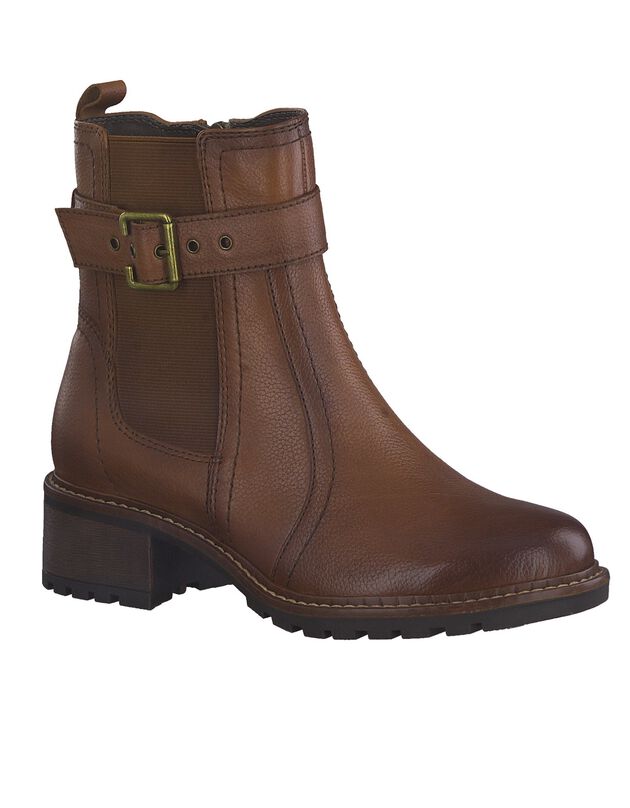 Chelsea boots met gesp, leer - comfortbreedte (bruin)