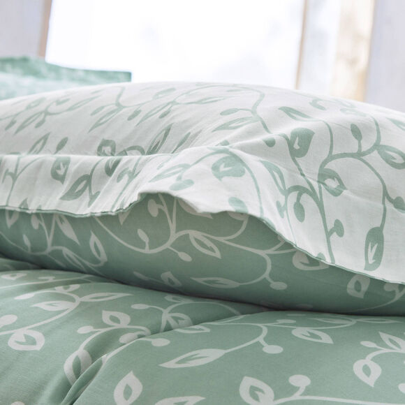 Linge de lit Héritage en coton à motifs volutes (vert / blanc)