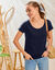 T-shirt col rond manches courtes uni coton (marine)