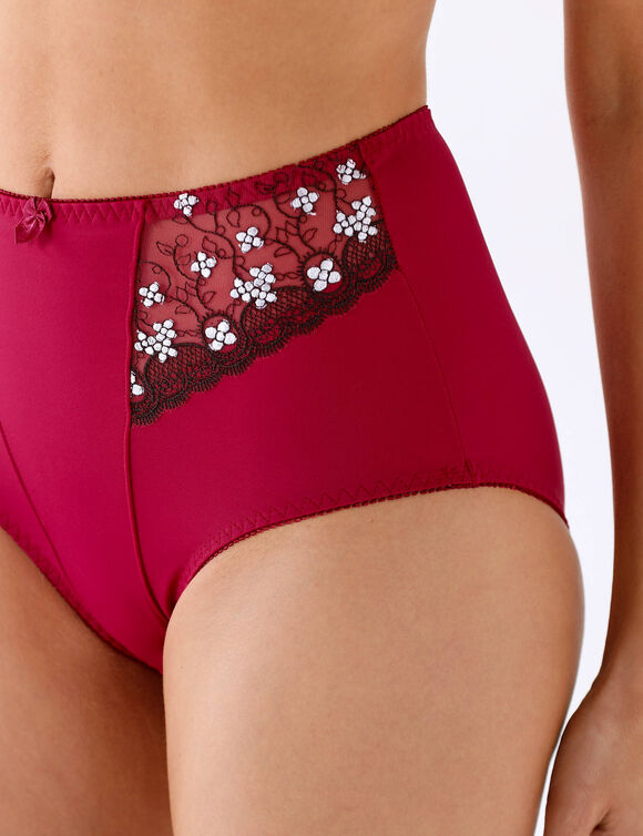 Gainette microfibre tulle brod&eacute; Caminata (cerise)