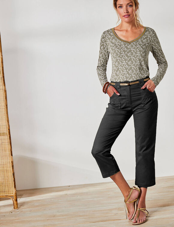 Pantacourt droit stretch (noir)