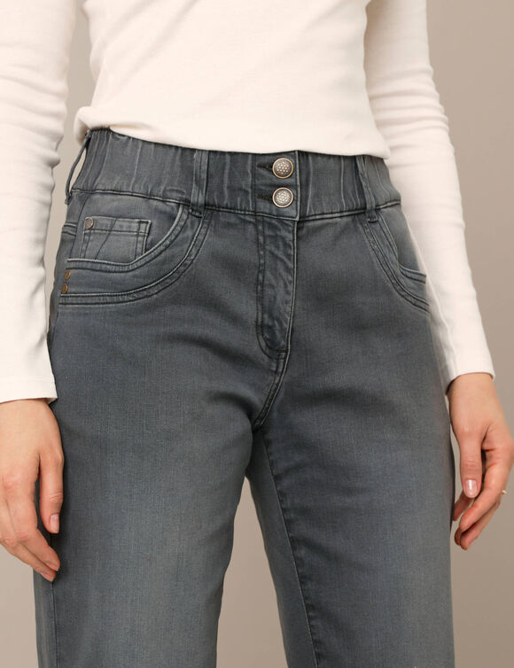 Jean mom taille élastiquée (gris foncé)