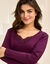 Warm T-shirt met lange mouwen en kanten hals - set van 2 (pruim)