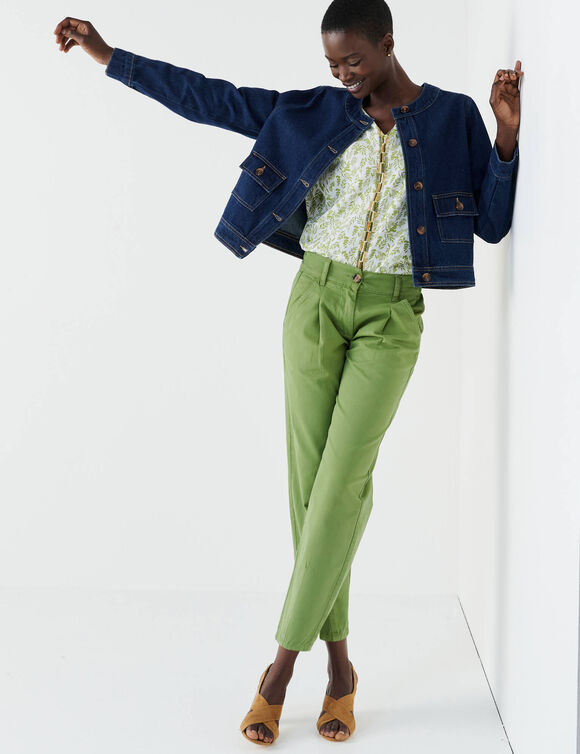 Veste boutonn&eacute;e en jean (stone)