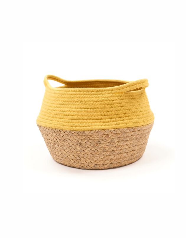 Panier bicolore rond corde coton (curry)