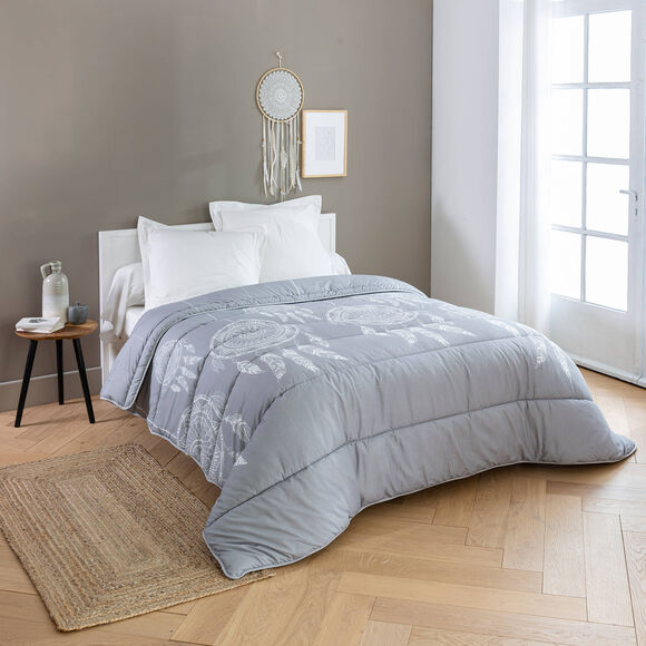 Couette coton imprimé Tea 200 g/m² (gris)