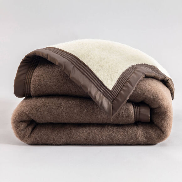 Tweekleurige deken van 100% wol, 800 g/m&sup2; (chocolade)