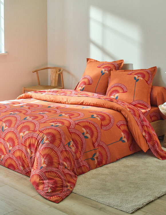 Linge de lit Suzanne en coton imprimé  (terracotta)