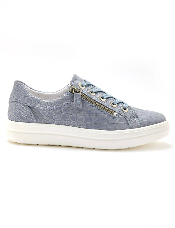 Sneakers met rits en veters, grote breedte (blauw)