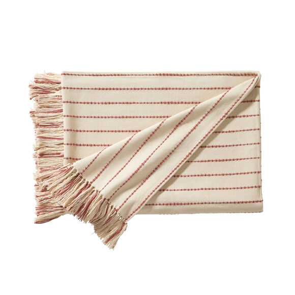 Plaid ou jeté de canapé tissage artisanal (naturel / terracotta)